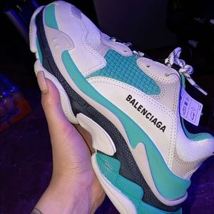 balenciaga triple s white grey turquoise